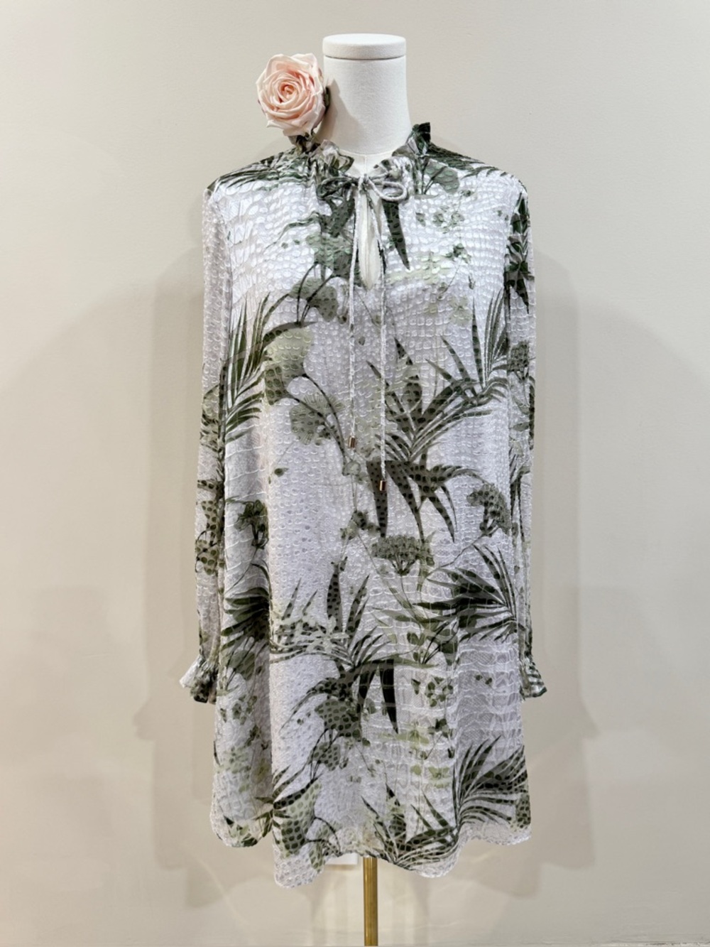 Ted Baker Palm Print Glimmah Highland Burnout Swing Dress Resort Size 8/10